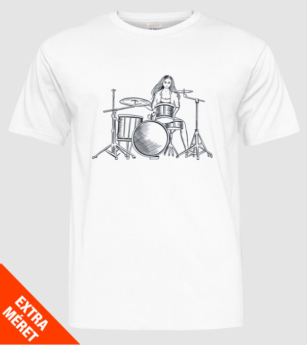 Fată Bateristă model alb pe tricou