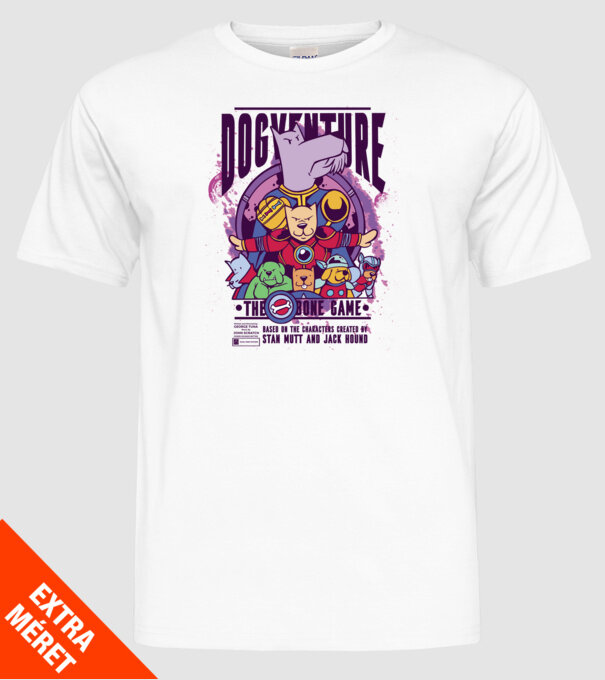 Dogventure The Bone Game model alb pe tricou