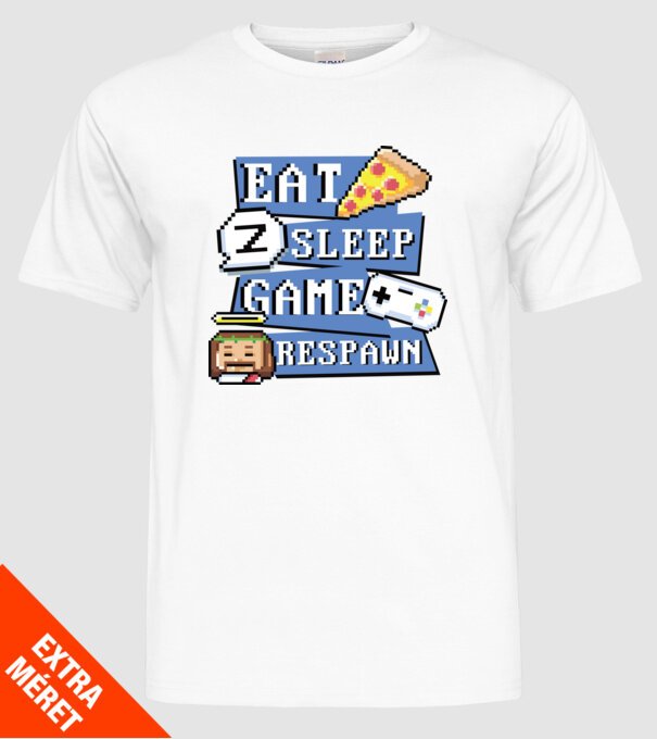Eat, Sleep, Game respawn model alb pe tricou