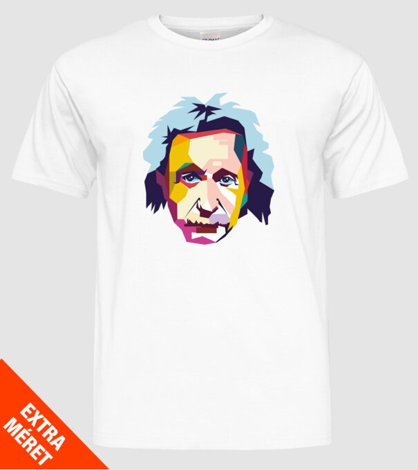 Einstein abstract model alb pe tricou