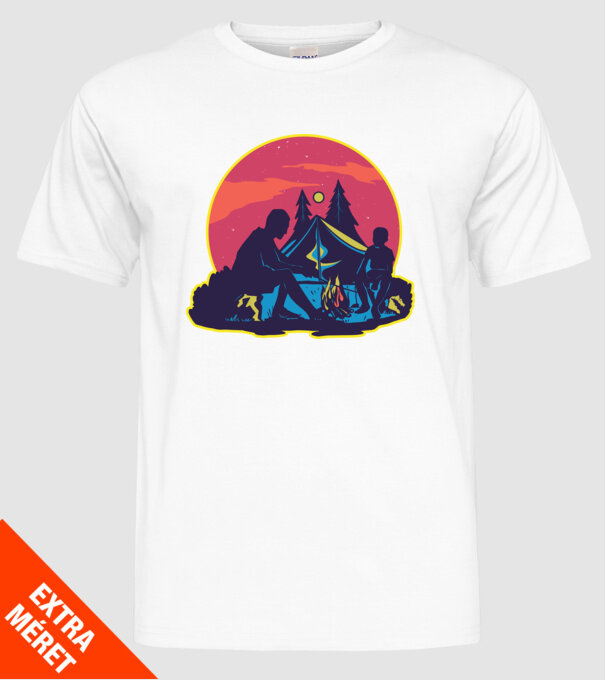 Campare pe timp de noapte model alb pe tricou