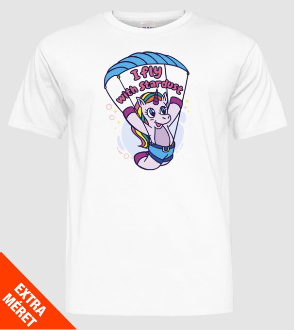 Unicorn parașutist model alb pe tricou