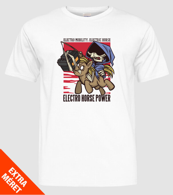 Cai putere electric model alb pe tricou