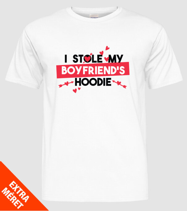 'Am furat puloverul prietenului meu pulover amuzant pentru Valentine''s Day' model alb pe tricou