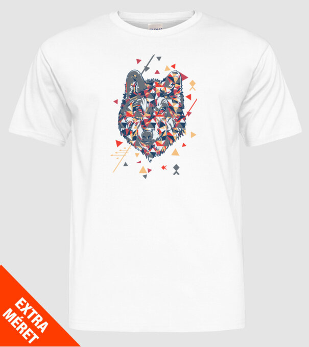 Lup - abstract model alb pe tricou