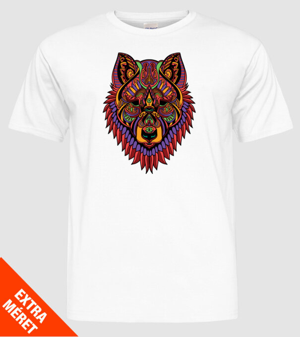 Cap de lup model alb pe tricou
