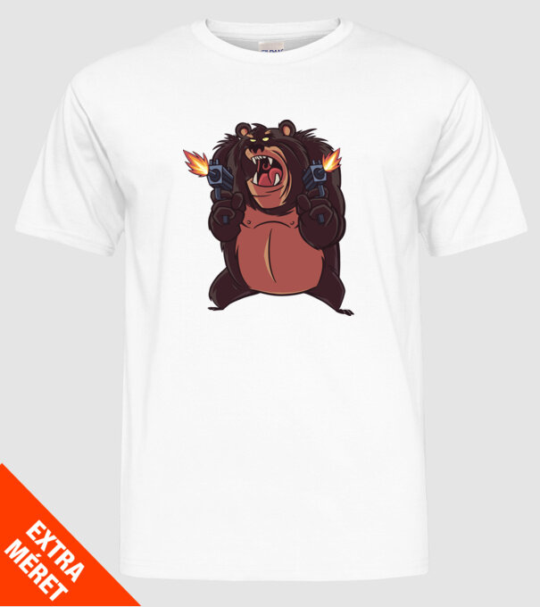 Urs înarmat model alb pe tricou
