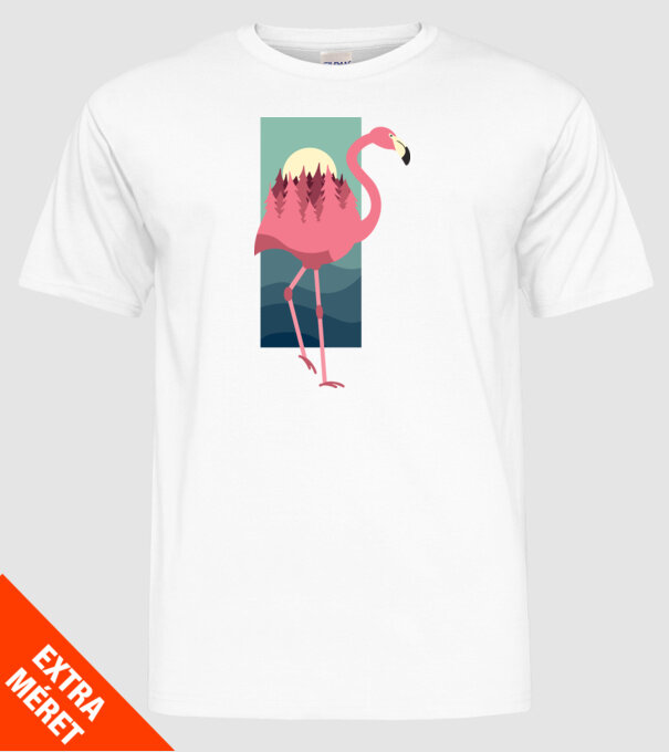 Flamingo Design model alb pe tricou