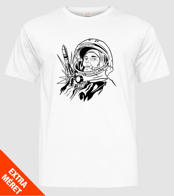 Astronautul Gagarin model alb pe tricou