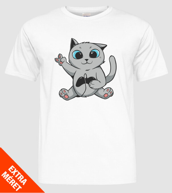 Pisică Gamer model alb pe tricou