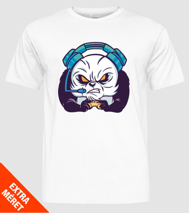 Gamer Panda model alb pe tricou