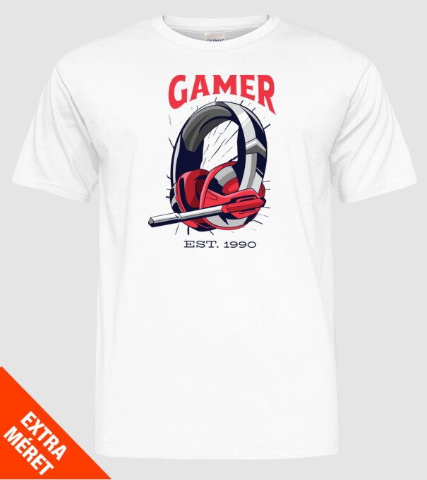 Gamer est. 1990 model alb pe tricou