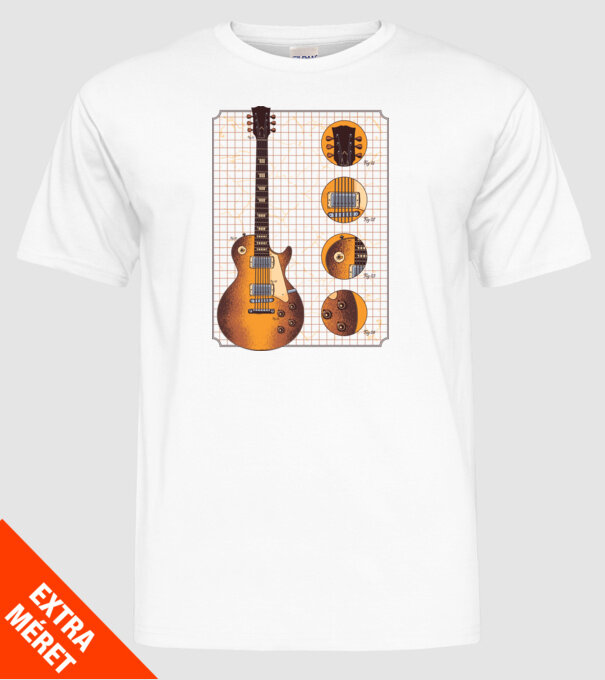 Gibson Chitară desen gold model alb pe tricou
