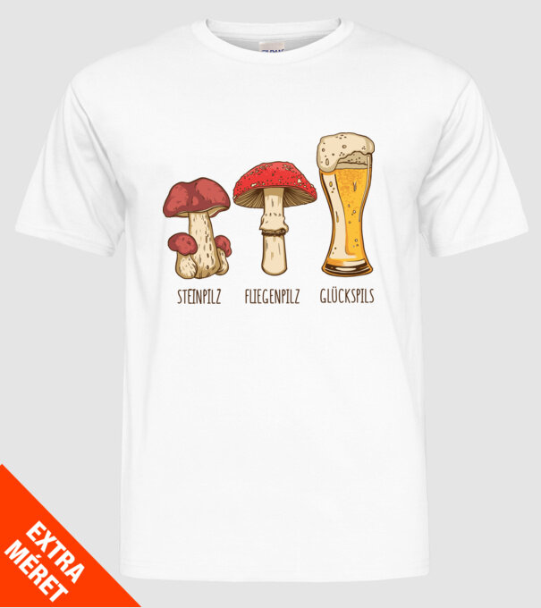 Soiuri de ciuperci model alb pe tricou