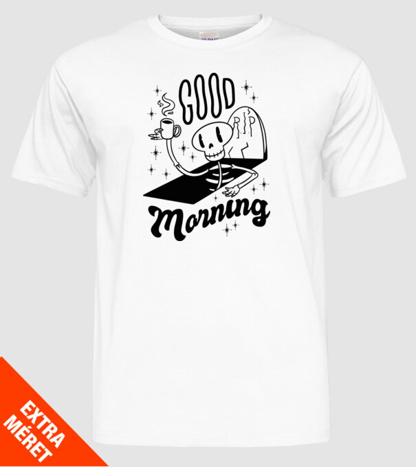 Good Morning Coffee model alb pe tricou