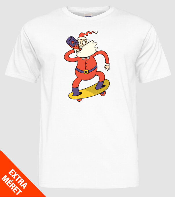 Moș Crăciun Skateboarder model alb pe tricou