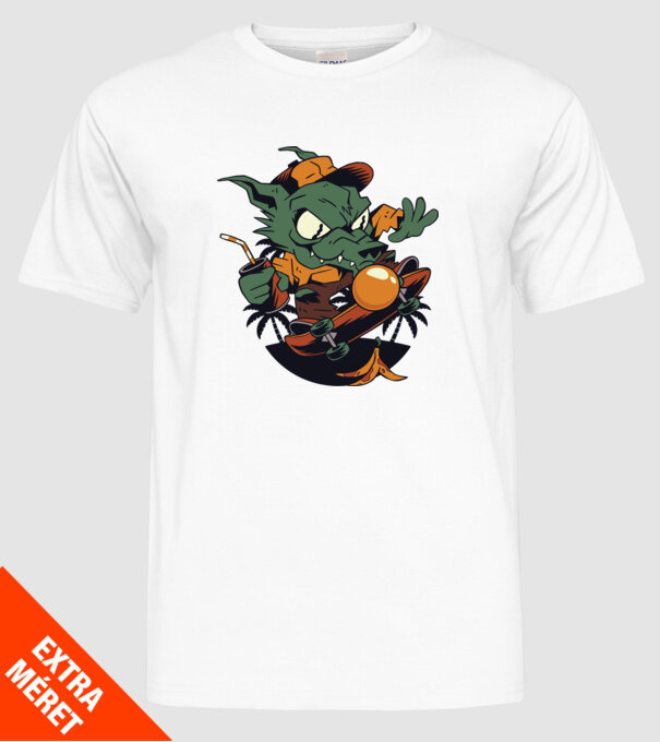 Vârcolac Skateboarder model alb pe tricou