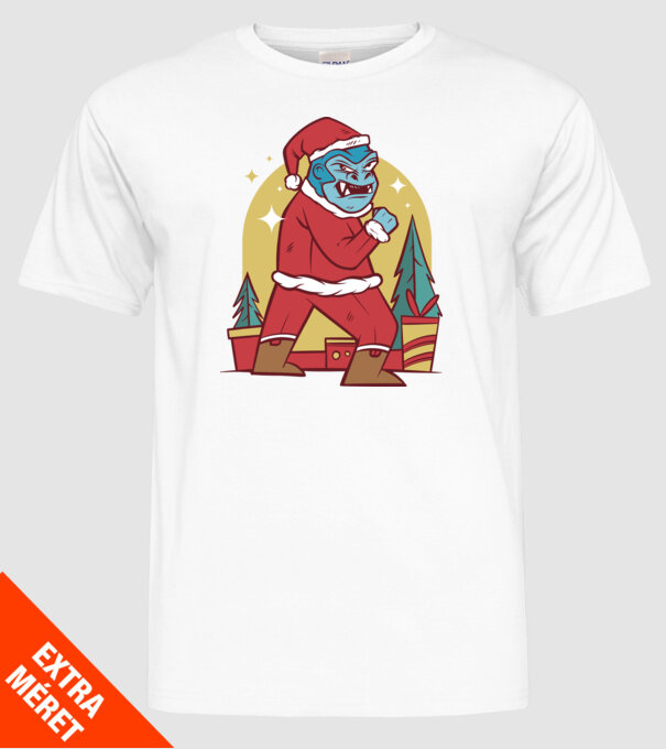 Gorila Santa model alb pe tricou