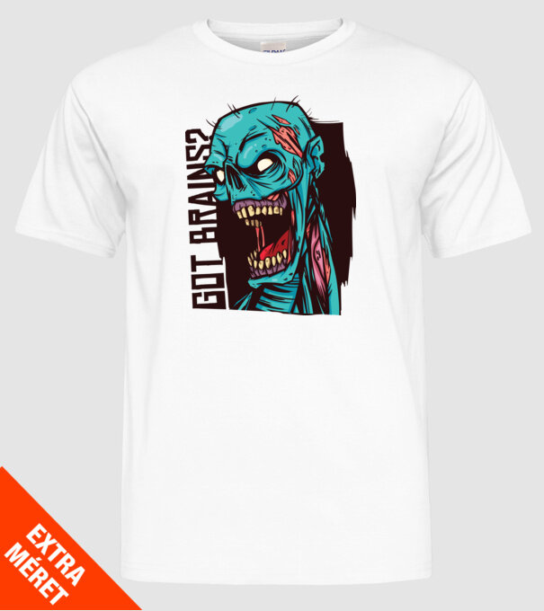 Got Brains? Cap Zombie model alb pe tricou