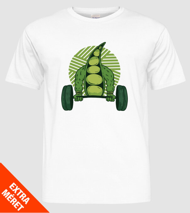 Mazăre musculoasă model alb pe tricou