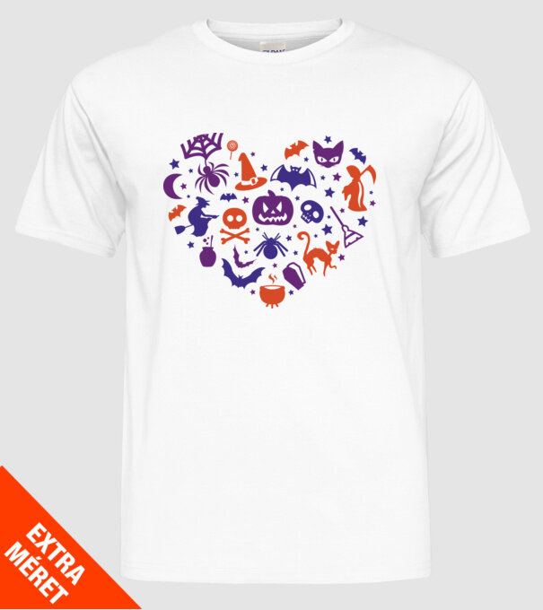Inimă Halloween model alb pe tricou