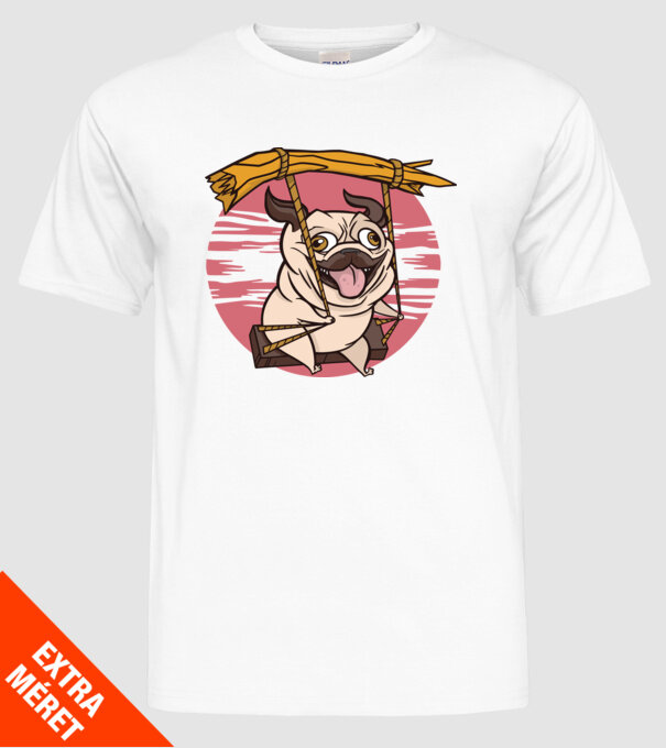 Mops cu leagăn model alb pe tricou