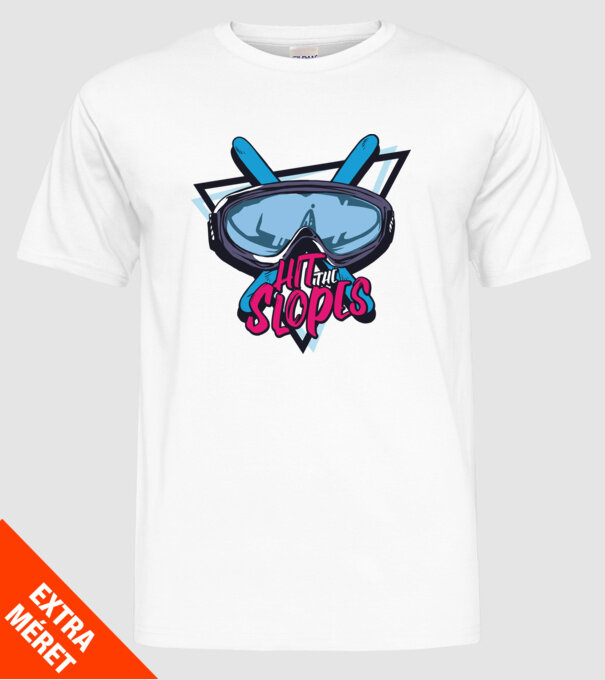 Hit the Slopes - tricou schi model alb pe tricou