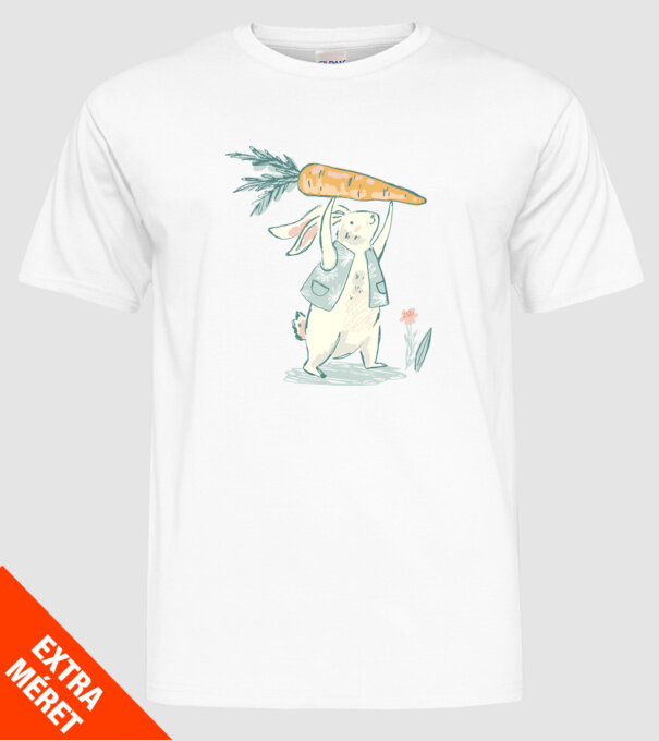 Iepuraș de Paște cu morcov model alb pe tricou