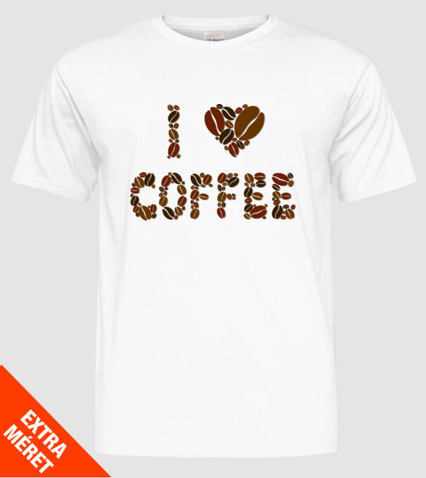I Love Coffee model alb pe tricou
