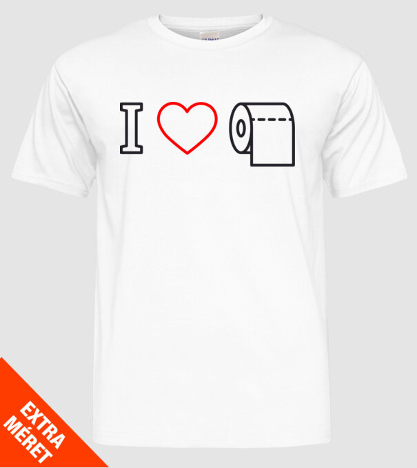I love hârtie igienică model alb pe tricou
