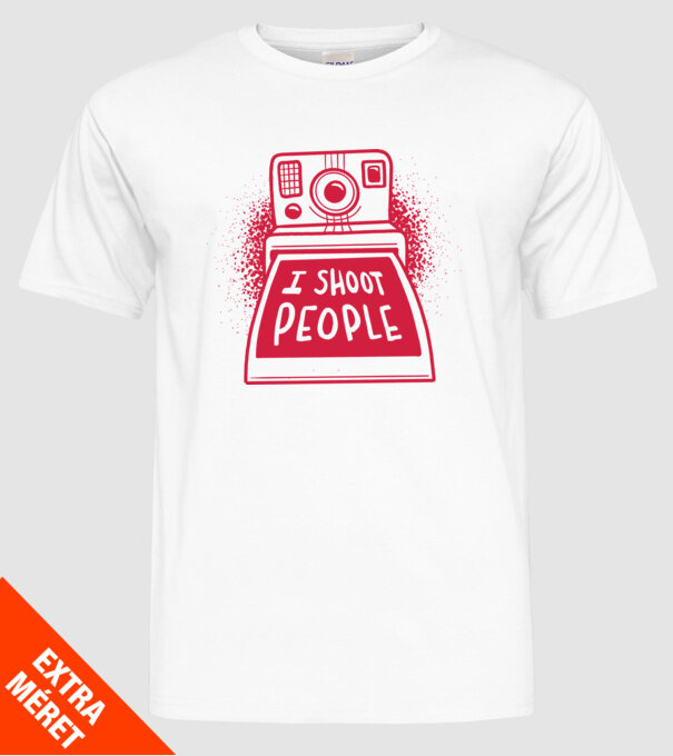 I shoot people - Fotograf model alb pe tricou