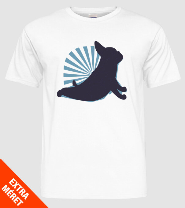 Mops Yoga model alb pe tricou
