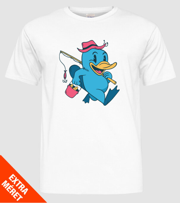 Pescar ornitorinc model alb pe tricou