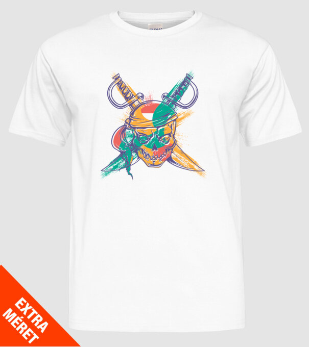 Craniu de pirat model alb pe tricou