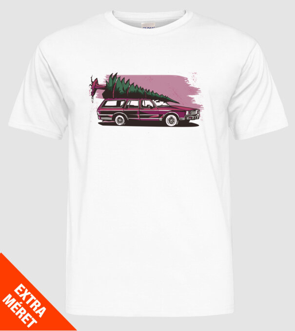 Pom de Crăciun cu mașină Retro tricou model alb pe tricou