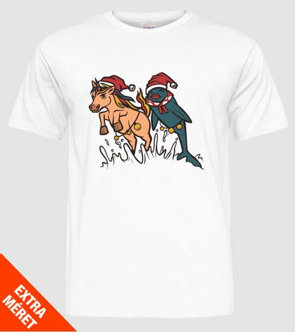 Animale de Crăciun model alb pe tricou