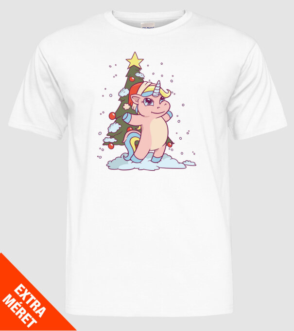 Unicorn de Crăciun model alb pe tricou