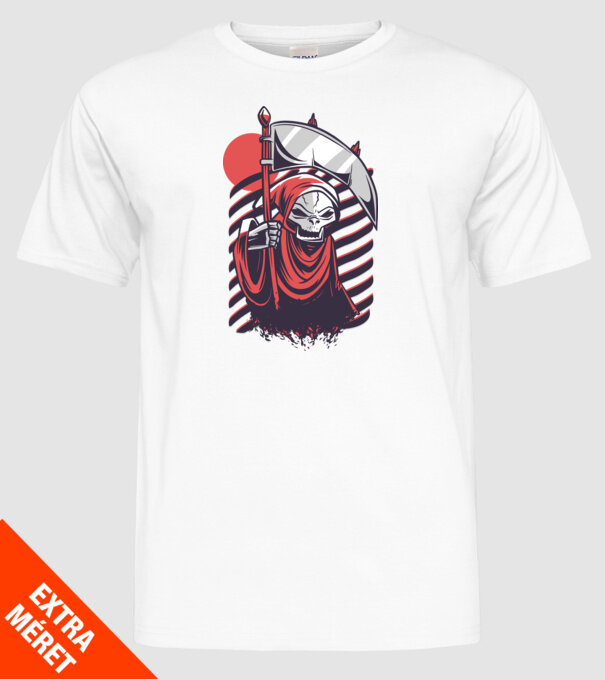 Moartea - Grim Reaper model alb pe tricou