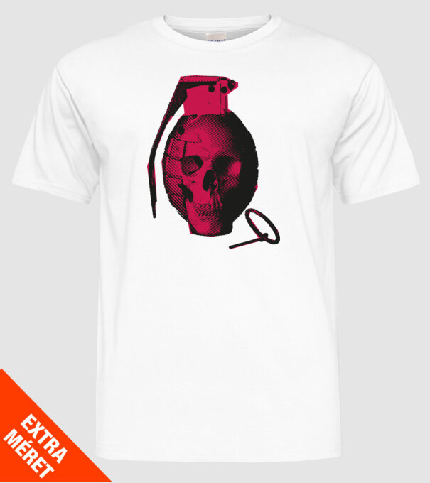 Grenadă de mână Craniu model alb pe tricou