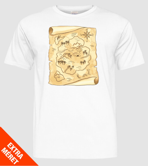 Hartă cu comori model alb pe tricou