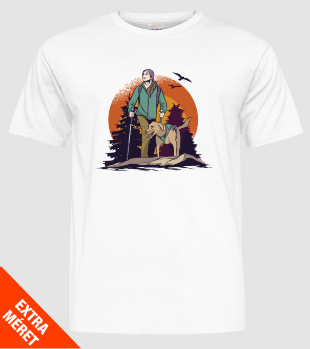 Excursie cu câine model alb pe tricou
