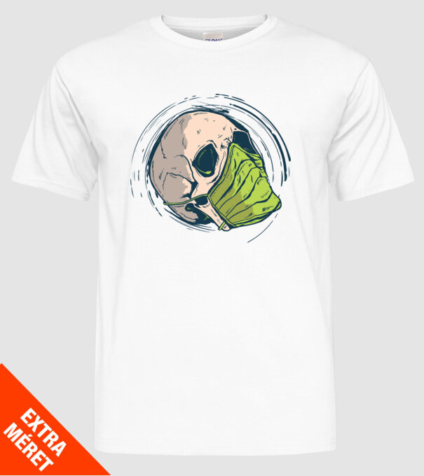 Craniu cu mască model alb pe tricou