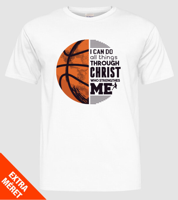 Cu ajutorul lui Hristos reușim Baschetbalist model alb pe tricou