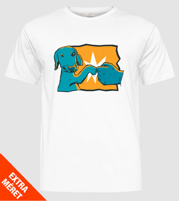 Prietenie Câine Om model alb pe tricou