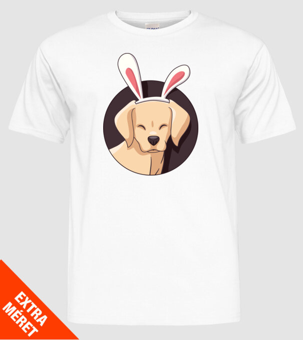 Iepuraș Labrador pentru Paște model alb pe tricou