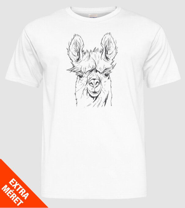 Cap de Lama model alb pe tricou