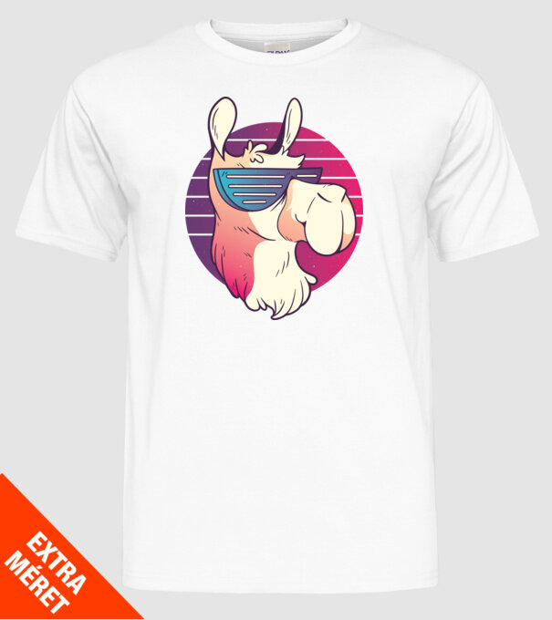 Llama ochelari de soare retro tricou model alb pe tricou