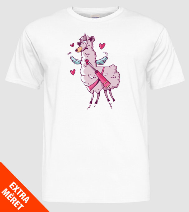 'Dragoste Llama pentru Valentine''s Day' model alb pe tricou
