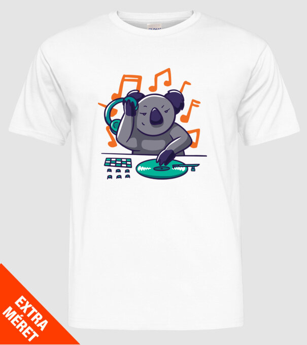 Koala DJ model alb pe tricou