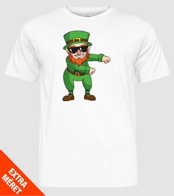 Leprechaun Floss DAB model alb pe tricou